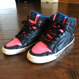 Supra high top women’s shoes, black & pink s8
